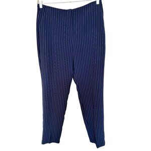CHICO’S WOMEN'S BLUE & WHITE STRIPED CROPPED PANTS Strait Leg Size 10